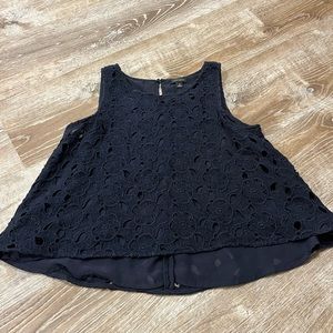 ann taylor navy floral top